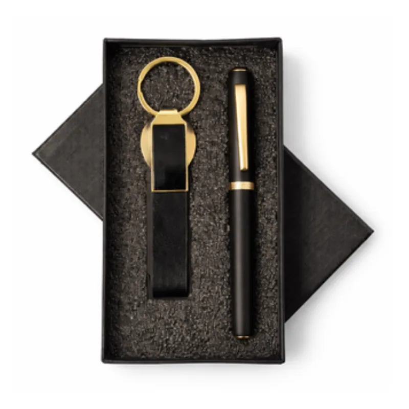 Magnetic Cap Roller Pen & Belt Keychain, code HPK02, 2 in 1 corporate gift set