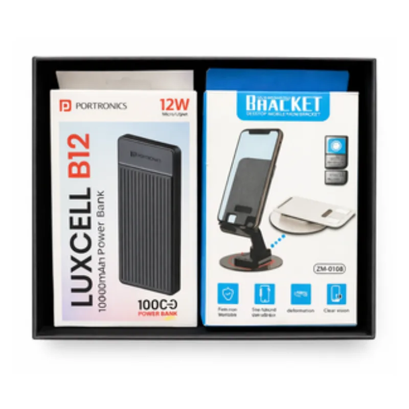 10000MAH Powerbank & Foldable Mobile Stand, code PM01, 2 in 1 corporate gift set